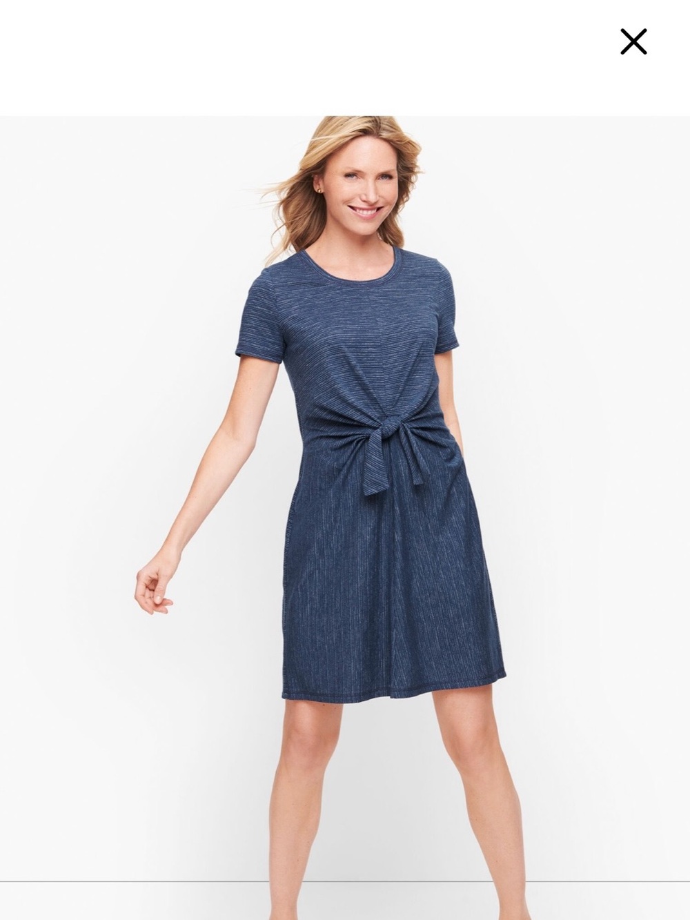 T by Talbots Tie-Front Midi Dress in Navy Blue